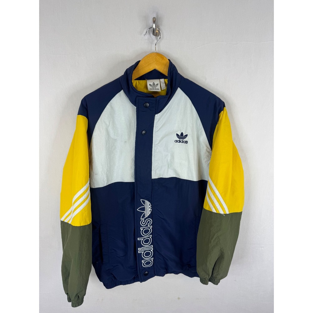Adidas Vintage Colorblock 90s Windbreaker Jacket Navy Yellow Green XL